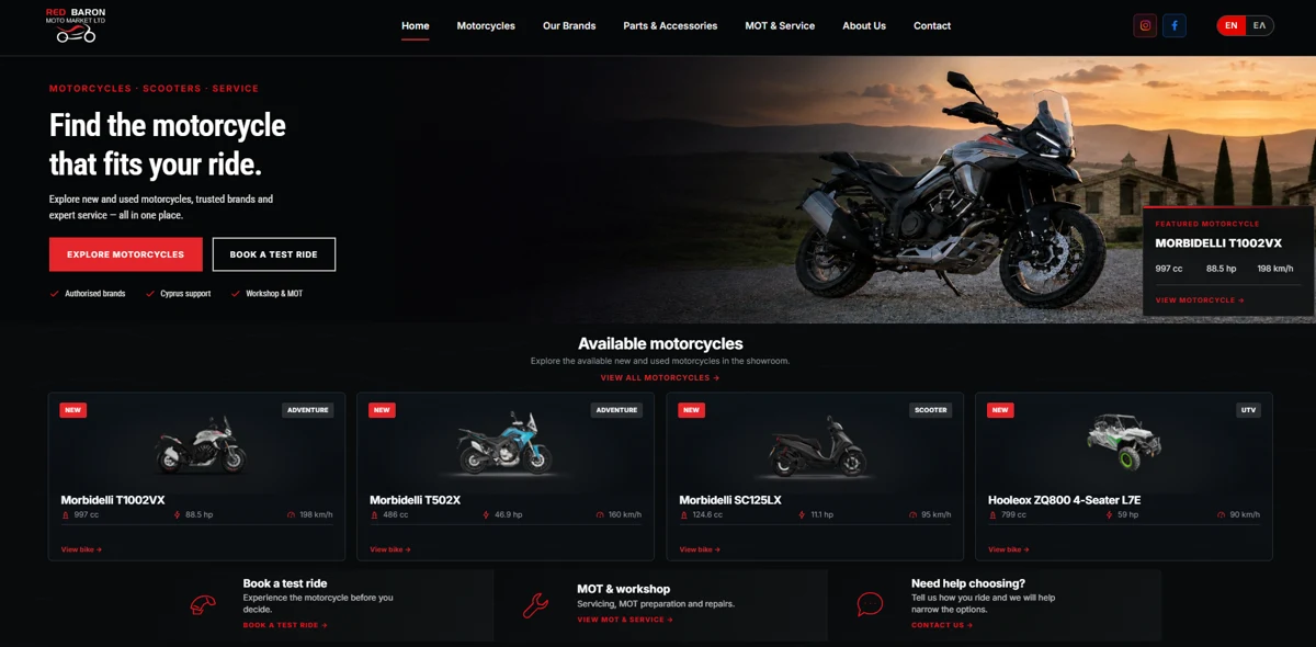 Red Baron motorcycle website